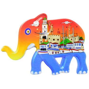 Toptan Marmaris Temalı Uv Baskılı Fil Şekilli Magnet 86x62 mm - 4