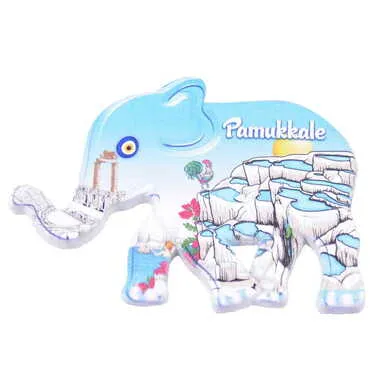 Toptan Pamukkale Temalı Uv Baskılı Fil Şekilli Magnet 86x62 mm - 6