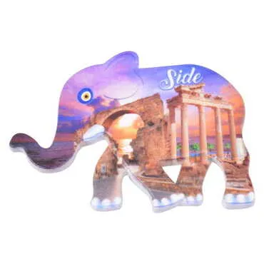 Side Themed Customised UV Printed Plastic Base Elephant Shaped Fridge Magnet 86x62 mm - 6