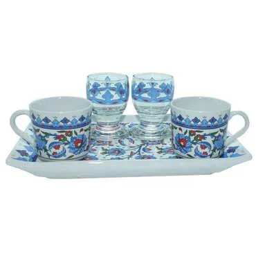Ceramic Turkish Coffee Serving Set For 2 People - 4