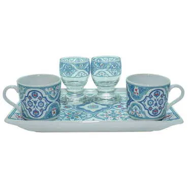 Ceramic Turkish Coffee Serving Set For 2 People - 6