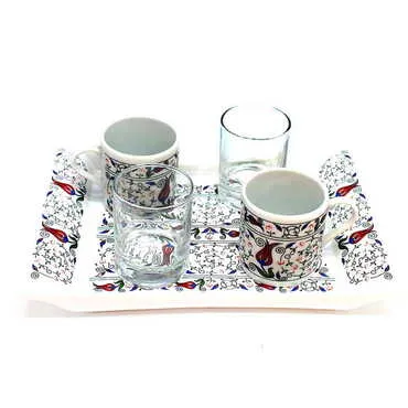 Ceramic Turkish Coffee Serving Set For 2 People - 8