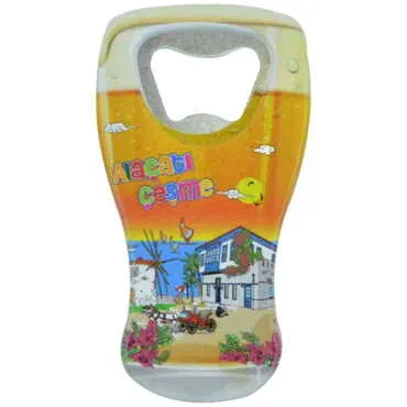 Alacati Region Themed Customised UV Printed Beer Glass Shape Plastic Base Bottle Opener 52x97 mm - 4