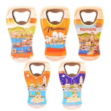 Marmaris Themed Customised UV Printed Beer Glass Shape Plastic Base Bottle Opener 52x97 mm - 3
