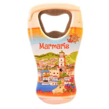 Marmaris Themed Customised UV Printed Beer Glass Shape Plastic Base Bottle Opener 52x97 mm - 4
