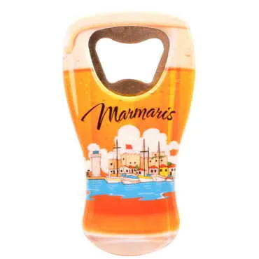 Marmaris Themed Customised UV Printed Beer Glass Shape Plastic Base Bottle Opener 52x97 mm - 5