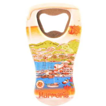 Marmaris Themed Customised UV Printed Beer Glass Shape Plastic Base Bottle Opener 52x97 mm - 6