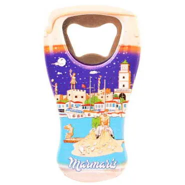 Marmaris Themed Customised UV Printed Beer Glass Shape Plastic Base Bottle Opener 52x97 mm - 7
