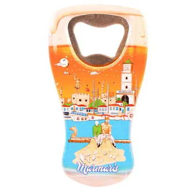 Marmaris Themed Customised UV Printed Beer Glass Shape Plastic Base Bottle Opener 52x97 mm - 8