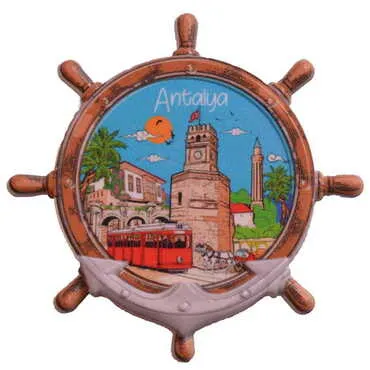 Antalya Themed Customised UV Printed Plastic Base Marin Rudder Shaped Fridge Magnet 82x82 mm - 9
