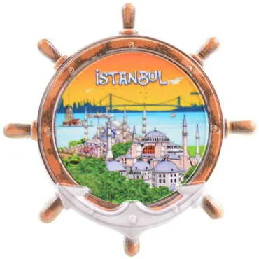 Istanbul Themed Customised UV Printed Plastic Base Marin Rudder Shaped Fridge Magnet 82x82 mm - 25