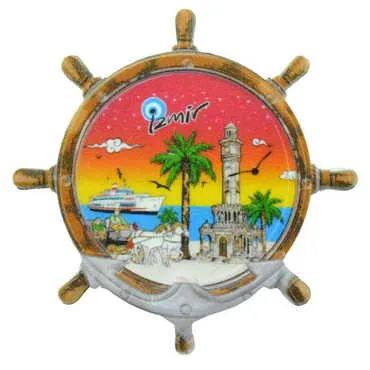 Izmir Themed Customised UV Printed Plastic Base Marin Rudder Shaped Fridge Magnet 82x82 mm - 6