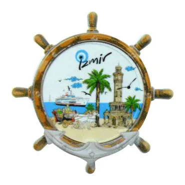 Izmir Themed Customised UV Printed Plastic Base Marin Rudder Shaped Fridge Magnet 82x82 mm - 7