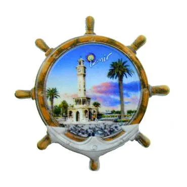 Izmir Themed Customised UV Printed Plastic Base Marin Rudder Shaped Fridge Magnet 82x82 mm - 8