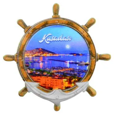 Kusadasi Themed Customised UV Printed Plastic Base Marin Rudder Shaped Fridge Magnet 82x82 mm - 5