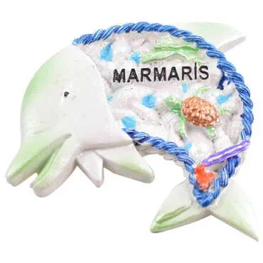 Marmaris Themed Polyester Stoned And Nacrous Fridge Magnet - 17
