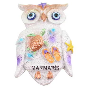 Marmaris Themed Polyester Stoned And Nacrous Fridge Magnet - 40