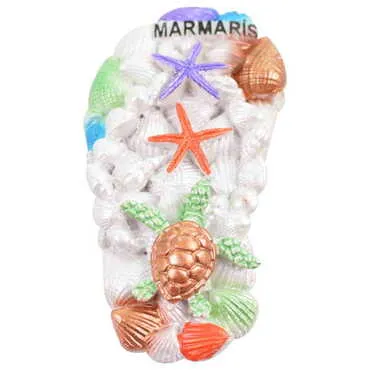 Marmaris Themed Polyester Stoned And Nacrous Fridge Magnet - 43