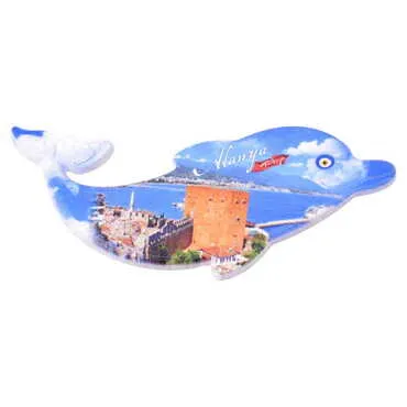 Toptan Alanya Temalı Uv Baskılı Yunus Şekilli Magnet 110x50 mm - 4