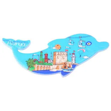 Toptan Alanya Temalı Uv Baskılı Yunus Şekilli Magnet 110x50 mm - 6