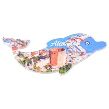 Toptan Alanya Temalı Uv Baskılı Yunus Şekilli Magnet 110x50 mm - 9