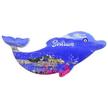 Bodrum Themed Customised UV Printed Plastic Base Dolphin Shaped Fridge Magnet 110x50 mm - 8