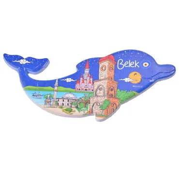 Toptan Belek Temalı Uv Baskılı Yunus Şekilli Magnet 110x50 mm - 5