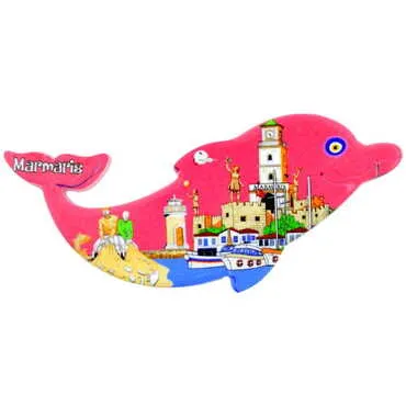 Marmaris Themed Customised UV Printed Plastic Base Dolphin Shaped Fridge Magnet 110x50 mm - 4