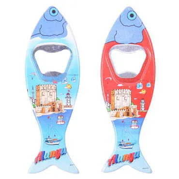 Alanya Themed Customised UV Printed Fish Shape Printed Plastic Base Bottle Opener 42x130 mm - 3