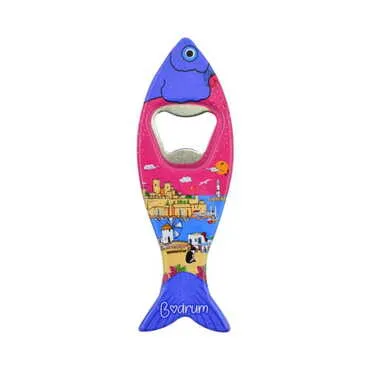 Bodrum Themed Customised UV Printed Fish Shape Printed Plastic Base Bottle Opener 42x130 mm - 6