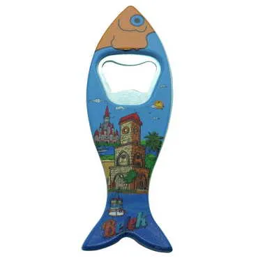 Belek Themed Customised UV Printed Fish Shape Printed Plastic Base Bottle Opener 42x130 mm - 4