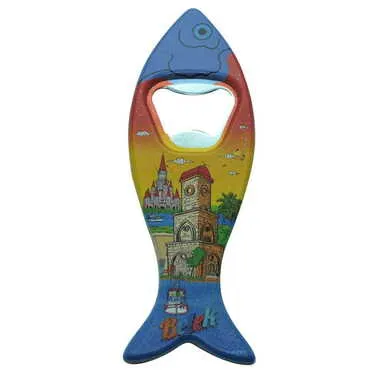 Belek Themed Customised UV Printed Fish Shape Printed Plastic Base Bottle Opener 42x130 mm - 6