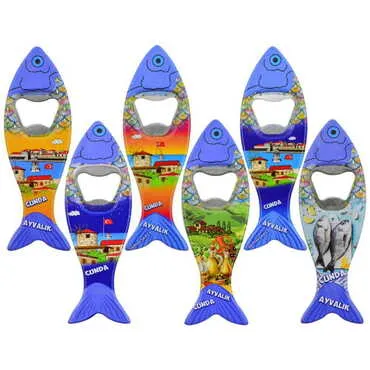 Cunda Themed Customised UV Printed Fish Shape Printed Plastic Base Bottle Opener 42x130 mm - 3