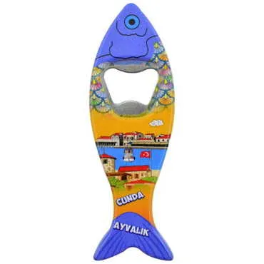 Cunda Themed Customised UV Printed Fish Shape Printed Plastic Base Bottle Opener 42x130 mm - 7