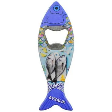 Cunda Themed Customised UV Printed Fish Shape Printed Plastic Base Bottle Opener 42x130 mm - 8