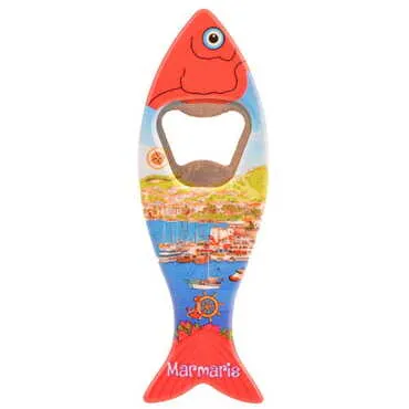 Marmaris Themed Customised UV Printed Fish Shape Printed Plastic Base Bottle Opener 42x130 mm - 13