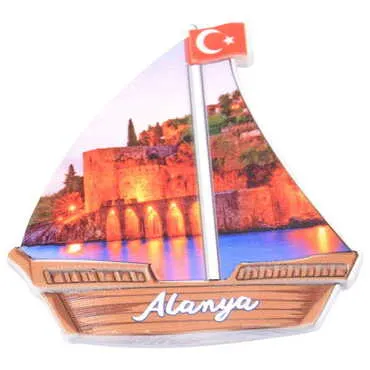 Toptan Alanya Temalı Uv Baskılı Yelken Şekilli Magnet 77x80 mm - 5