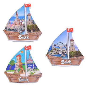 Toptan Belek Temalı Uv Baskılı Yelken Şekilli Magnet 77x80 mm - 3