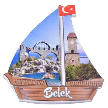 Toptan Belek Temalı Uv Baskılı Yelken Şekilli Magnet 77x80 mm - 6
