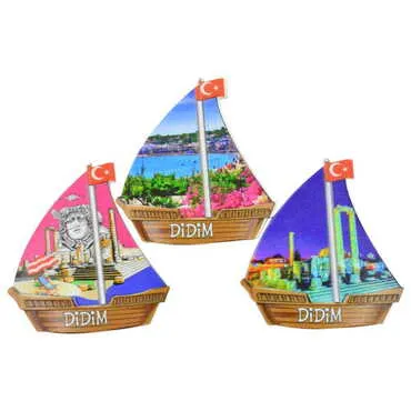 Toptan Didim Temalı Uv Baskılı Yelken Şekilli Magnet 77x80 mm - 3