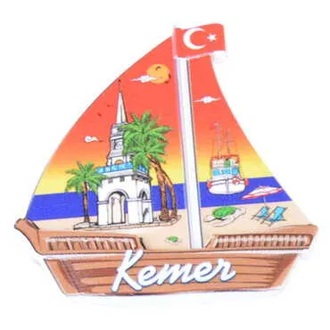 Kemer Themed Customised UV Printed Plastic Base Sail Ship Shaped Fridge Magnet 77x80 mm - 4