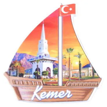 Kemer Themed Customised UV Printed Plastic Base Sail Ship Shaped Fridge Magnet 77x80 mm - 8