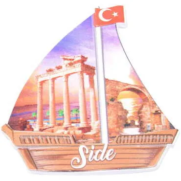 Side Themed Customised UV Printed Plastic Base Sail Ship Shaped Fridge Magnet 77x80 mm - 4