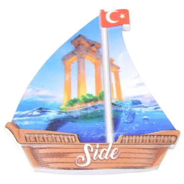 Side Themed Customised UV Printed Plastic Base Sail Ship Shaped Fridge Magnet 77x80 mm - 5
