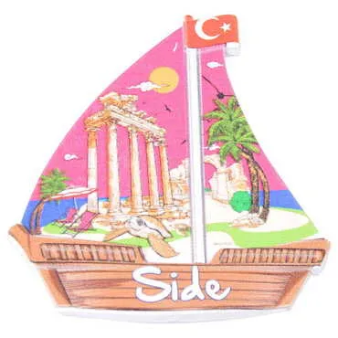 Side Themed Customised UV Printed Plastic Base Sail Ship Shaped Fridge Magnet 77x80 mm - 6