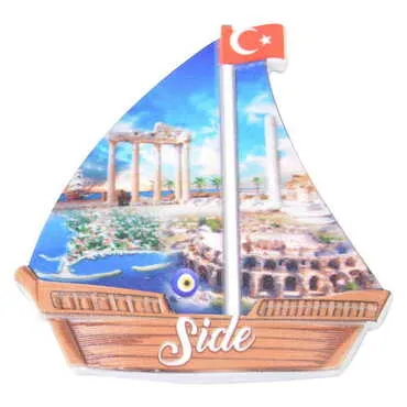 Side Themed Customised UV Printed Plastic Base Sail Ship Shaped Fridge Magnet 77x80 mm - 8