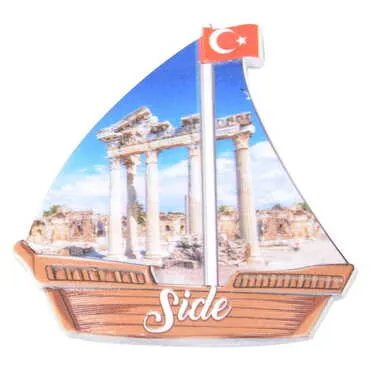 Side Themed Customised UV Printed Plastic Base Sail Ship Shaped Fridge Magnet 77x80 mm - 10