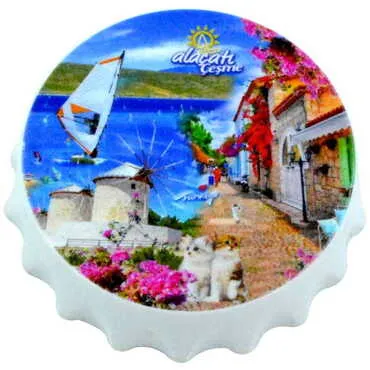 Toptan Alaçatı Bölgesi Temalı Uv Baskılı Küçük Kapak Açacak Magnet 58x15 mm - 4