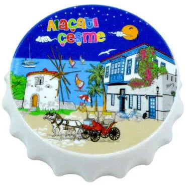 Toptan Alaçatı Bölgesi Temalı Uv Baskılı Küçük Kapak Açacak Magnet 58x15 mm - 6