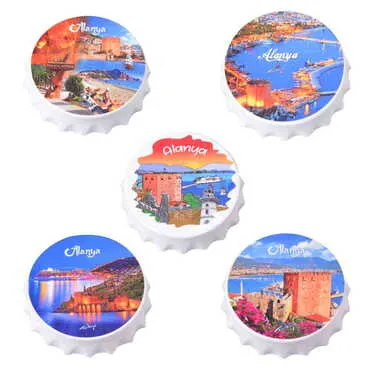 Toptan Alanya Temalı Uv Baskılı Küçük Kapak Açacak Magnet 58x15 mm - 3